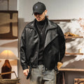 Winter Faux Fur Liner Leather Bomber Jacket Men Streetwear Fashion Loose Thicken Leather Casual Vintage Motorcycle Jacket Coat