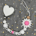 Free Custom Personalized Name Pacifier Clips Handmade Beech Wood Chain Silicone Crown Holder Soother Baby Teething Toy Chew Gift