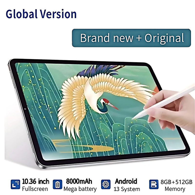 New 5G Pad Global Version 10.36 Inch Tablets 10 Core 8GB RAM 512GB ROM Dual SIM Cards 3G/4G LTE 5G WiFi Tablet Pc Android 13.0