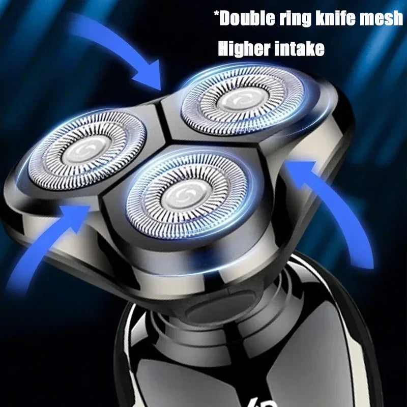 New Shaver LCD Digital Display Full Body Wash Haircut Nose Hair Shaving 3-in-1 Electric Razor Dual Use of Dry Wet Beard Trimmer