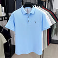 100% pure cotton high - end brand men's short sleeve polo shirt summer fashion original pony embroidery golf - View 2 | SAMAG