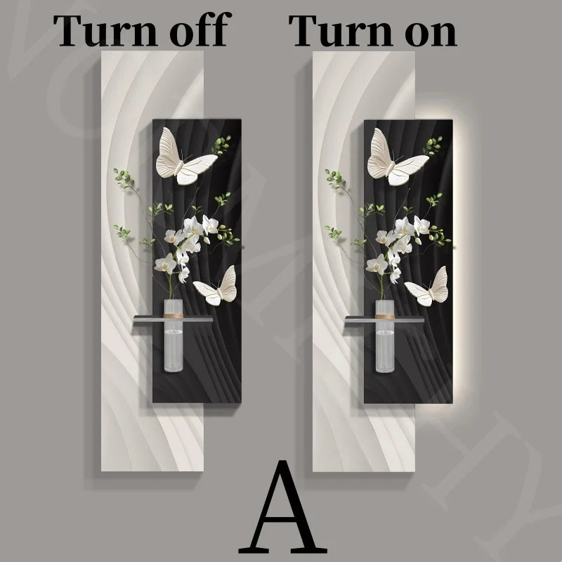 Green Plant Decoration Painting Living Room Corridor Corridor Hanging Painting Large White Wall Creating Landscape Wall Lamp