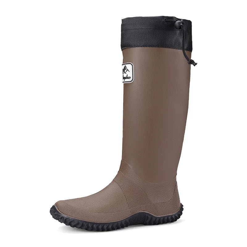 Men‘s Rain Shoes Anti-slip Fashion Lightweight Outdoor Boots Men Long Boots Button-up Comfortable Flat Work Shoes Men