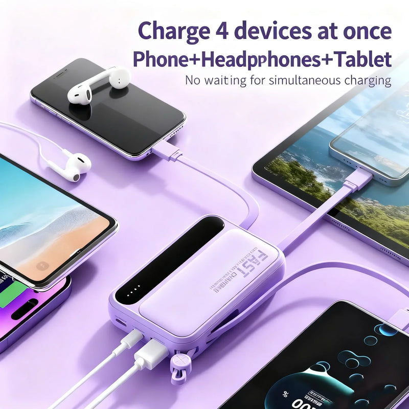 VIVO 500000mAh Power Bank 120W Super Fast Charging Powerbank 4 In1 Cables Portable Powerbank For Iphone Huawei Samsung 2026New