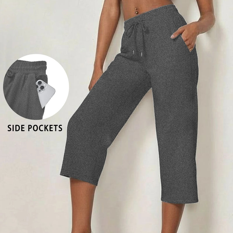 Women's Capri Yoga Pants Loose Soft Drawstring Workout - View 7 | SAMAG