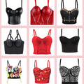 Wechery Women Leather Corset Top Crop Bustier Gothic Bra Push Up Bodice Sexy Lingerie Corselet Party Short Camis Plus Size 6XL