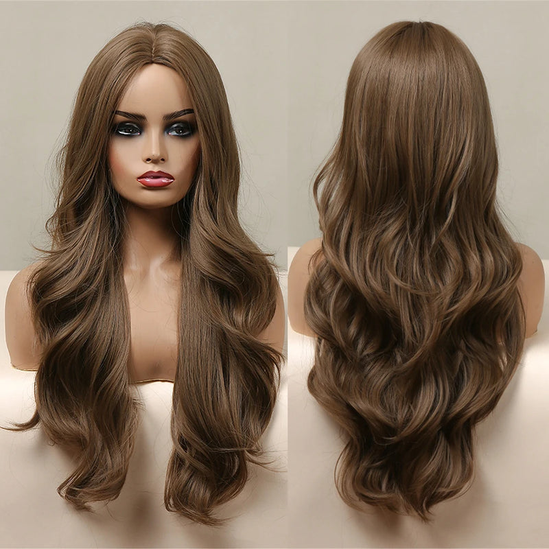 Red Brown Copper Ginger Long Wavy Synthetic Hair Wigs for Black Women Body Wave Ombre Wig Cosplay Natural Heat Resistant Wig