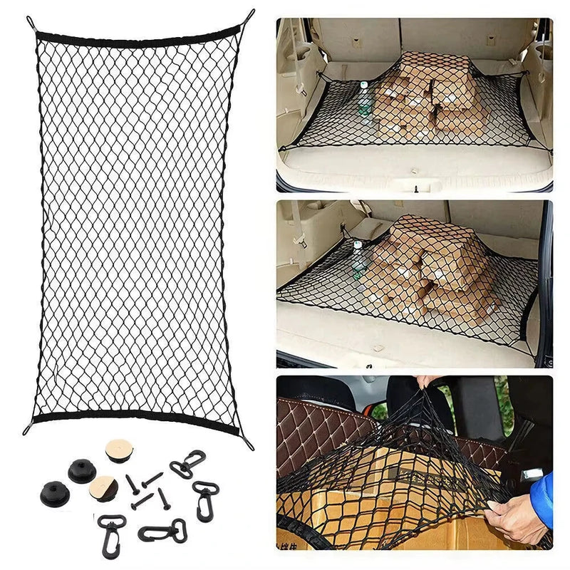 Car Trunk Storage Net Bag Cargo Luggage Nylon Elastic Mesh Hanging Nets Pocket Stowing Tidying Interior Accessories