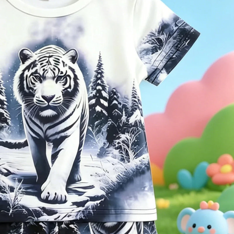 Summer Boys Ink Wash Tiger All Over Print Short Sleeve - View 4 | SAMAG