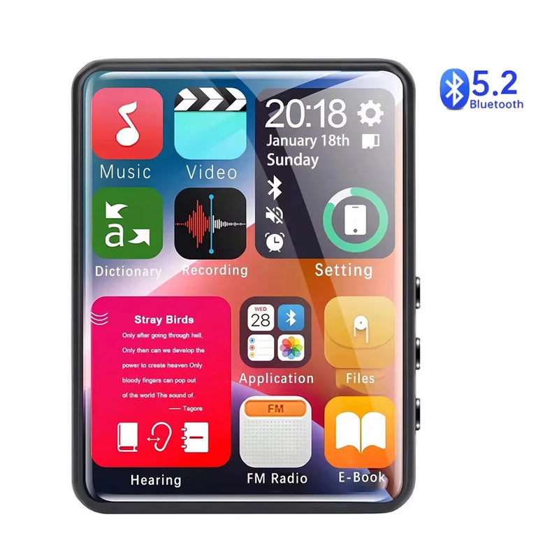 New MP3 Player Bluetooth 5.2 Music Player Built-in Speaker 2.4 Inch Screen Sport Walkman Video Player Support FM E-book Recorder