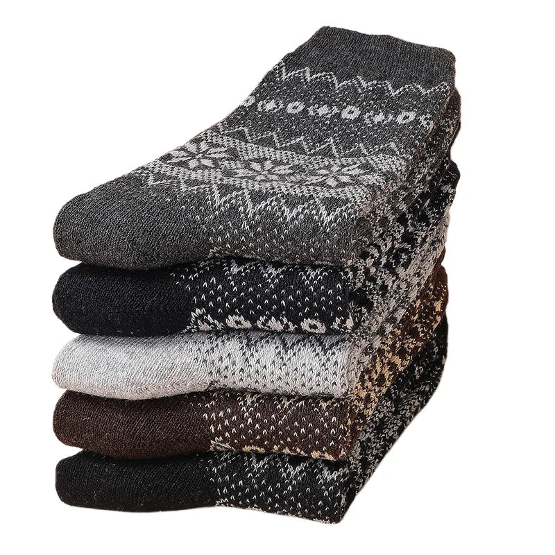 5pairs Unisex Ethnic Style Vintage Thick Wool Warm Crew | SAMAG