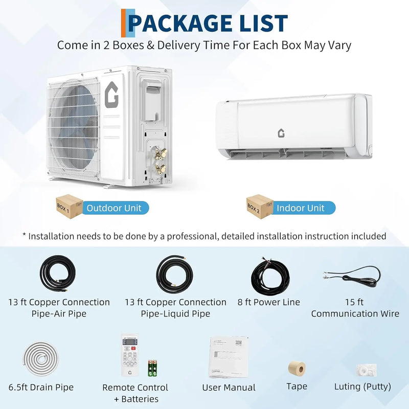 18000 BTU Mini Split Air Conditioner Heat Pump System, 21SEER2 230V Inverter Cools Up to 1250 Sq.Ft, Heat Pump Ductless, Custom