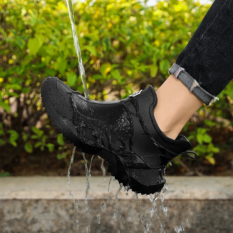 High-end Rain Shoes Men Simple Waterproof Anti-slip and Wear-resistant Short Rain Boots Fishing Rubber Shoes Kitchen Water Shoes