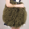 Luxury Real Mongolia Lamb Fur Handbag Soft Plush Genuine Leather Shoulder Boston Bag Women's Purse Hobo Style Fluffy Fuzzy Bags