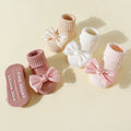 4 Pairs Toddler Socks with Bows, Soft Cotton Cute Ankle Socks for Infants Girls, Fashion Anty-Slip Newborn Baby Socks 0-24 Months