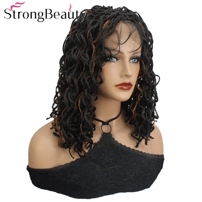 StrongBeauty Full Double Lace Glueless Braided Wig Square Knotless Box Braided Wigs Women Wig with Baby Hair 16"