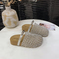 Women Hollow Out Mesh Woven Mules Slides Round Toe Metal Buckle Flat Backless Slip On Casual Summer Sandals Slippers Shoes Woman