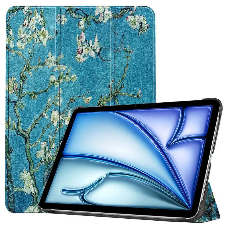 Tablets case  For Ipad air11 2024 11 inch Book Flip Cover with Stand Auto Wake Sleep  Three fold Caster hard shell