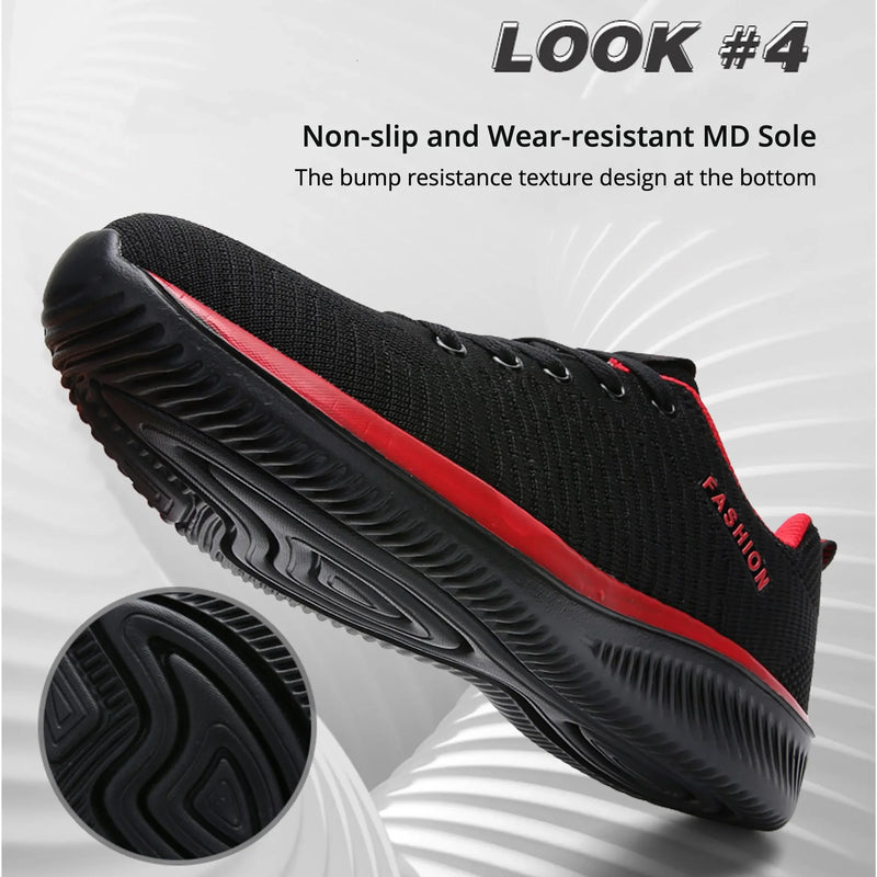 Ngouxm Men Running Sneakers Lightweight Sport Classical Lace Up Mesh Breathable Casual Shoes Male Fashion
