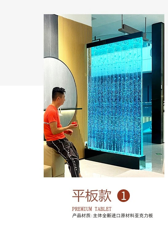 Water curtain wall, running water screen partition company, family entrance acrylic calligraphy and painting flat wine cabinet