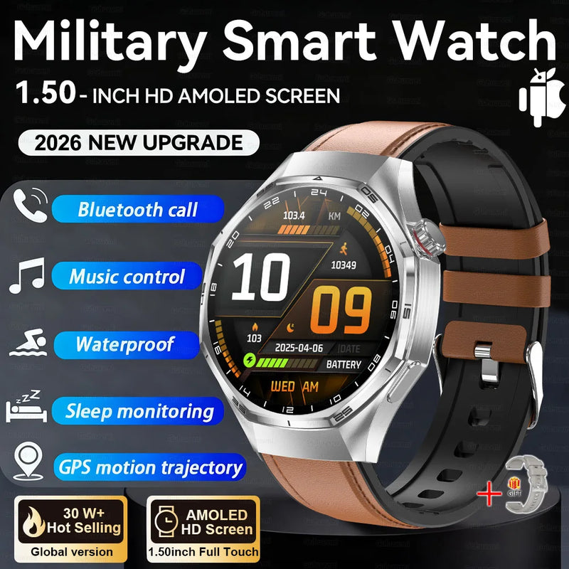 NEW GPS Outdoor fitness NFC Smart Watch 1.5 Inch AMOLED Screen Bluetooth Call IP67 Waterproof Man Smart Watches For Man 2026
