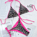 Sexy string leopard print bikinis set swimsuit halter tie | SAMAG