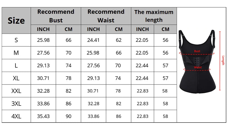 Women Waist Trainer Corset Zipper Vest Body Shaper Cincher Shapewear Slimming Belt Sports Girdle Neoprene Sauna Tank Top