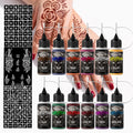 Temporary Tattoo Inks With 3Tattoo Stickers Stencil Kit Freehand Painting Gel for Makeup Trend Party Tattoos For Hand & Body Art