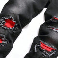 Men's Y2K Fashion Ripped Patchwork Hole Straight Black | SAMAG