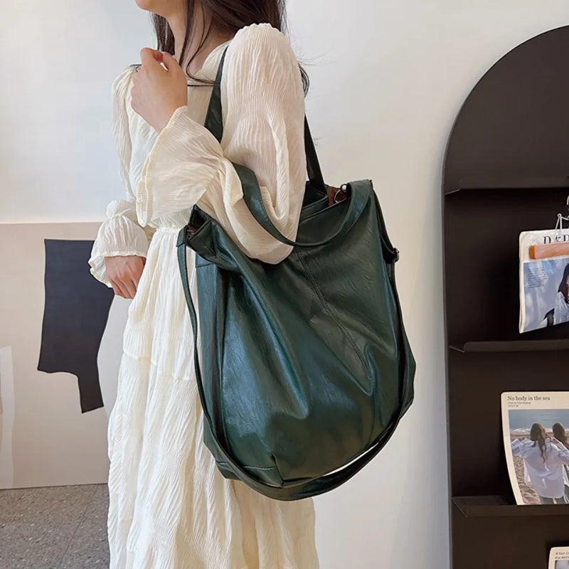 Big Shoulder Bags for Women Large Capacity Hobo Shopper Bag Soft Pu Leather Crossbody Handbag Ladies Solid Color Travel Tote Bag