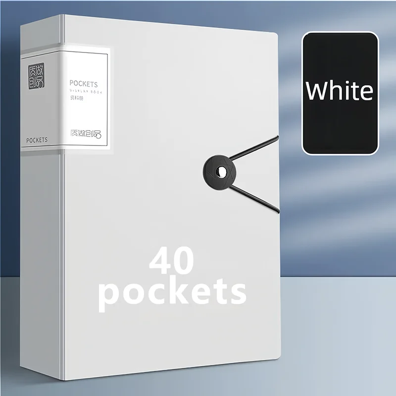 A4 Display Paper File Folder 40/60/100 Pockets Document Organizer with Snap Closure Office School Stationery