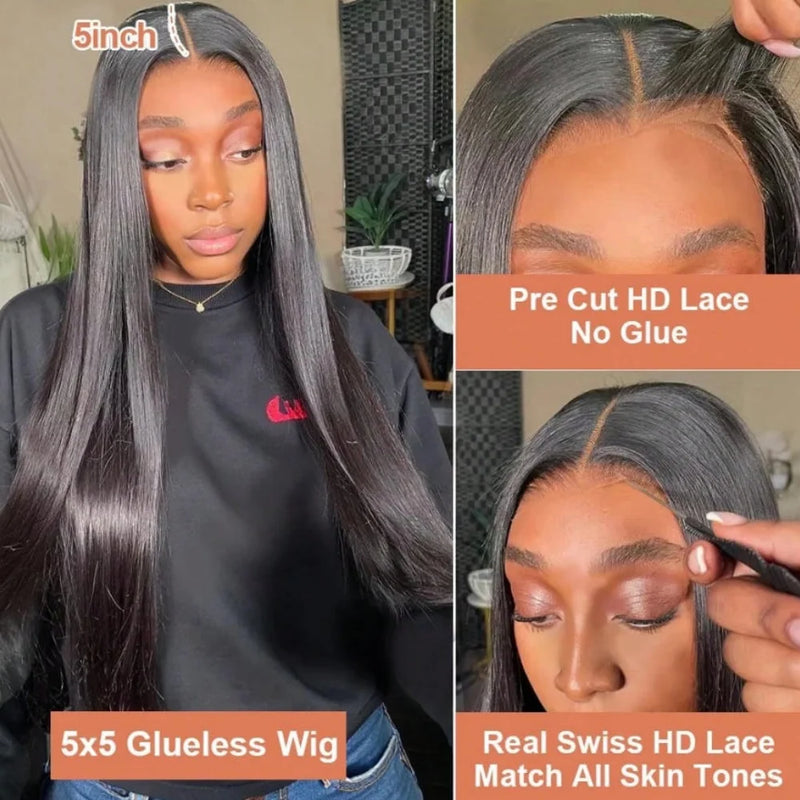 13x4 13x6 HD Transparent Lace Front Wigs Brazilian Straight Human Hair 250% Full Density Pre Plucked Natural Hairline Baby Hair Soft Wigs for Women