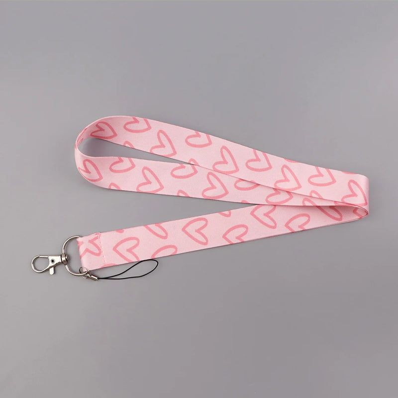Heart Lanyard Simple Style Neck Strap for Key ID Card Cell Phone Straps Badge Holder DIY Hanging Rope Neckband Accessories