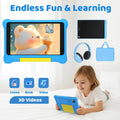 URAO 7 Inch Kids Learning Tablet Bundle Writing Board Drawing Tablet Headphones Stylus Bag Parental Controls Android13 5GB+32GB