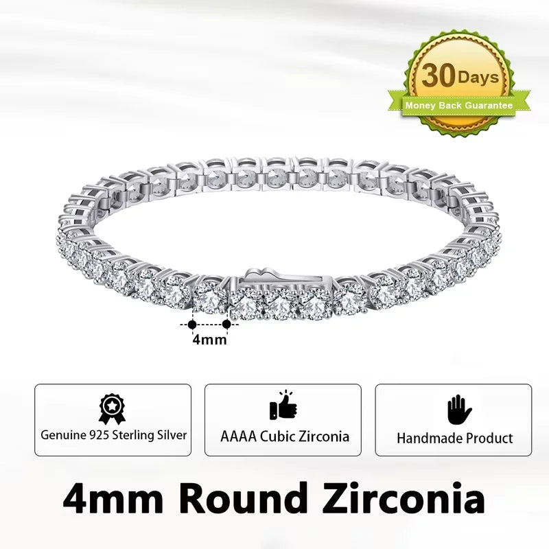 ORSA JEWELS Authentic 925 Sterling Silver Tennis Chain Bracelet Moulding Process Hanmade High-end Hand Chain for Man Woman SB128