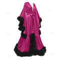 Bathrobe for Women Flare Sleeves Feather Bridal Robe Nightgown Silk Illusion Long Wedding Scarf Dressing Gown Photography Dress