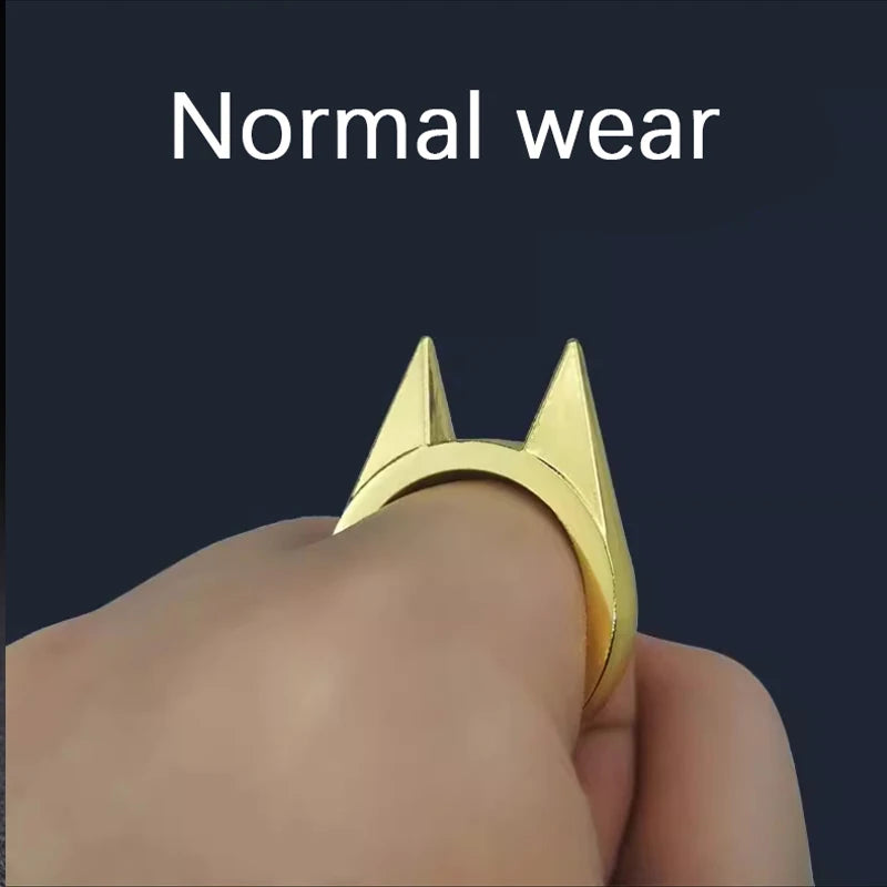Self-defense cat ear ring window breaker women's anti-wolf men's single finger buckle carry defense spikes finger tiger .