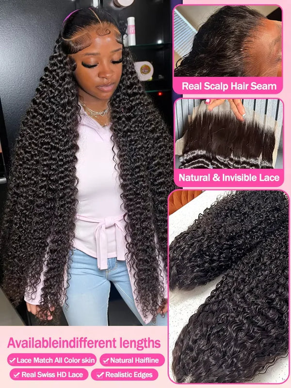 Malaysian Curly 250% Density 32 34 inch 13x6 HD Lace Front Human Hair Wigs Deep Wave 13x4 Frontal Wig Women Glueless Closure Wig