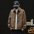 Men's Tie Dye Faux Leather Jacket Lapel Collar Loose Fit Casual Autumn Motorcycle Coat Black