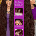 Chocolate Brown Deep Wave Frontal Wig Colored #4 Deep Curly Lace Front Human Hair Wigs Remy 13x4 HD Lace Frontal Wigs For Women