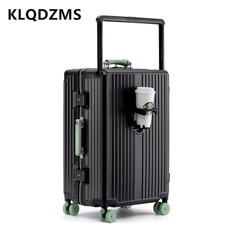 KLQDZMS 20"24"26"28 Inch High Quality Luggage Bag Multifunctional Boarding Box Large Capacity Aluminum Frame Trolley Suitcase