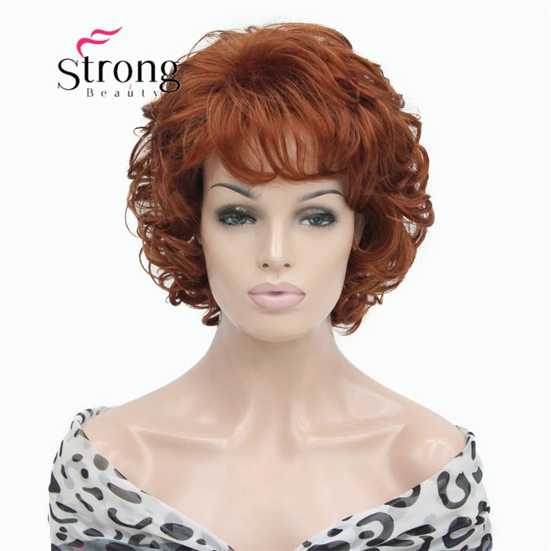 StrongBeauty Short Wig Soft Tousled Curls Blonde Highlights Full Synthetic Wigs COLOUR CHOICES