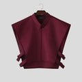 Men Vests Solid Color Stand Collar Sleeveless Zipper Irregular Waistcoats For Man INCERUN Loose Hollow Out 2026 Streetwear Tops