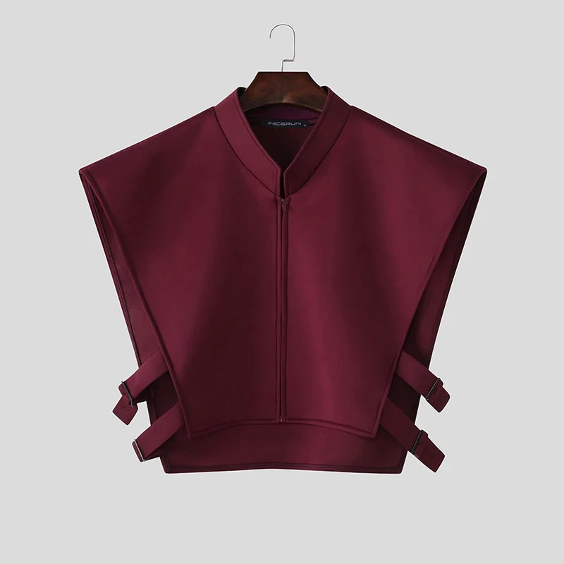 Men Vests Solid Color Stand Collar Sleeveless Zipper Irregular Waistcoats For Man INCERUN Loose Hollow Out 2026 Streetwear Tops
