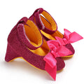 Infant Pre-Walker Shoes 0-18M Baby Girls Princess Bow Shoes Solid Color Fashion Party Walking Footwear