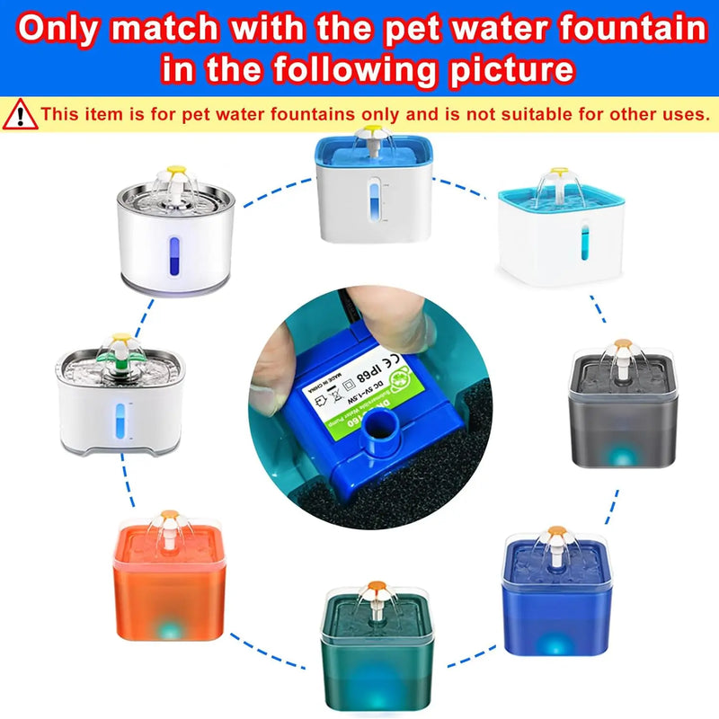 Water Pump LED Light Pet Cat Water Fountain Motor Replacement for Cat Flowers Drinking Bowl Dispenser Pet Accessories