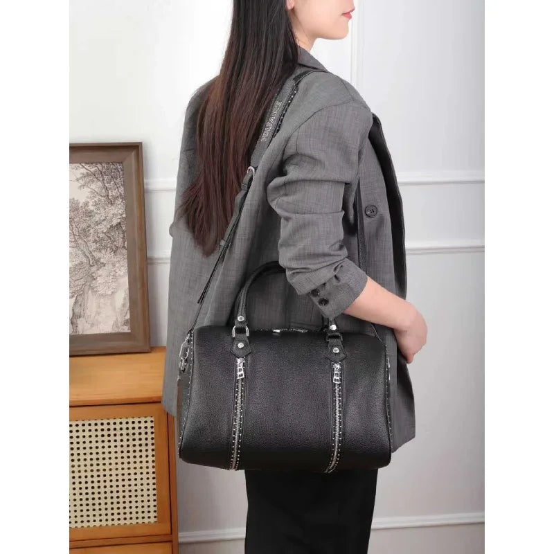 2026 New Style Fashion ZV Women's Boston Bag - Stud Handle Crossbody Bag - Pillow Bag - With Wing  LOGO