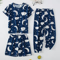 3-Piece Children's Fashion Printed Multicolor Home Service Suit Boy Casual T-shirt Girl Sweet Love Pattern Comfortable Shorts