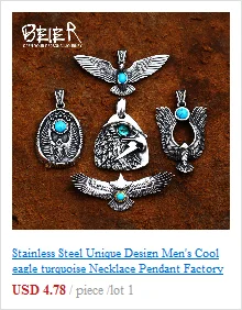 BEIER Stainless steel Cool Unique Black Stone Ring Titanium Steel Retro Old Totem Jewelry For Man Factory Price Sale BR8-334