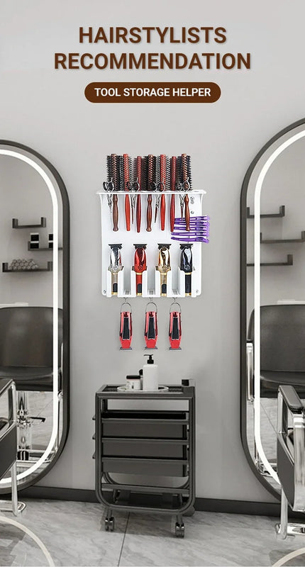 New Type Professional Wall Mount Barber Electric Clipper Holder Salon Beauty Organizer Hairdressing Styling Tools Storage Rack